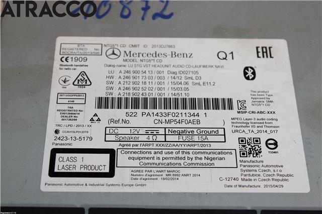 Bilstereo til Mercedes B-Klasse 2011-2018 (W246) (W246) (A2469005413|)
