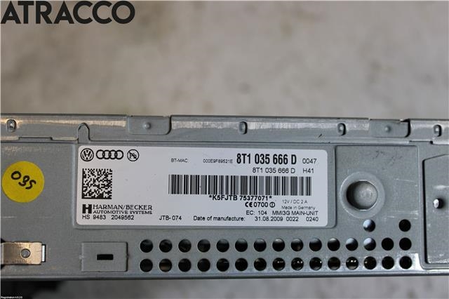 Bilstereo til Audi A4 2007-2014 (Type IV) (B8) (B8) (8T1035666JX|)