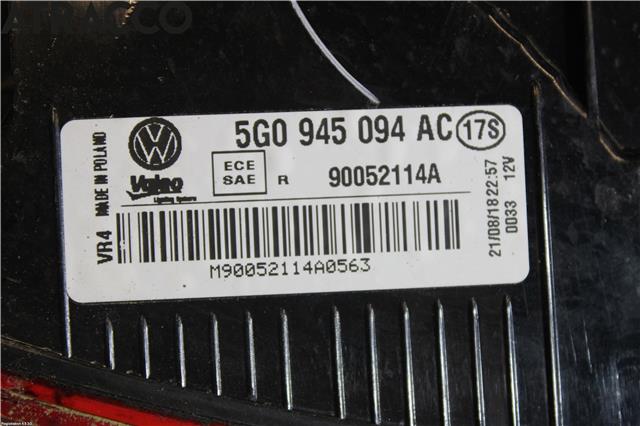 Baklykt høyre indre til VW Golf VII 2012-2017 (Fase 1)  (5G0945093AC|)