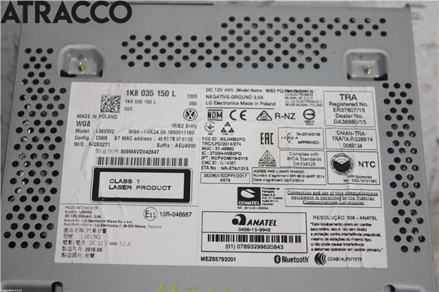 Bilstereo til VW Caddy 2015-2020 (Type III, Fase 3)  (1K8035150L|)