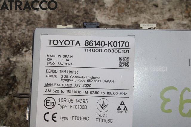 Bilstereo til Toyota Yaris 2020-->> (Type IV)  (86140K0170|)