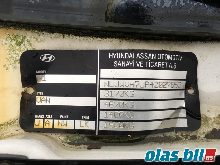 Hyundai H-1 1998-2005 (Type I, Fase 1) , Motorkode: D4CB, Girkassekode: 