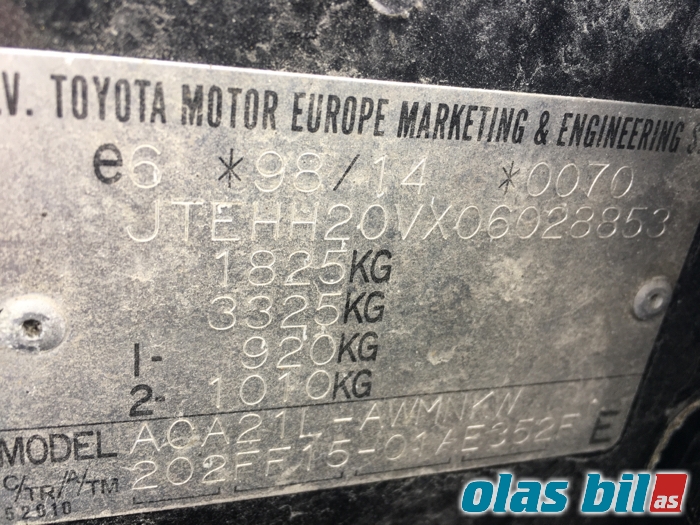 Toyota RAV4 2000-2006 (Type II) , Motorkode: 1AZ-FE, Girkassekode: 