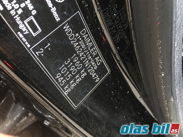 Mercedes B-Klasse 2011-2018 (W246) (W246), Motorkode: M 270.910, Girkassekode: 724002 20 138302