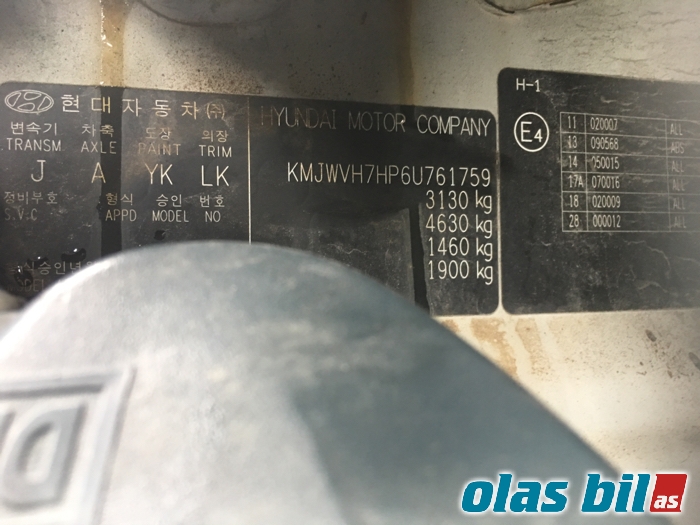 Hyundai H-1 1998-2005 (Type I, Fase 1) , Motorkode: D4BH, Girkassekode: 