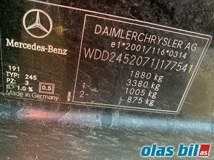 Mercedes B-Klasse 2005-2008 (Fase 1) (W245) (W245), Motorkode: OM640.940, Girkassekode: 
