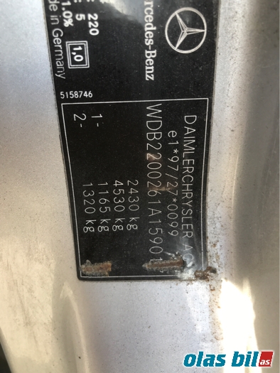Mercedes S-Klasse 1999-2005 (W220) (W220), Motorkode: OM613.960, Girkassekode: 722626