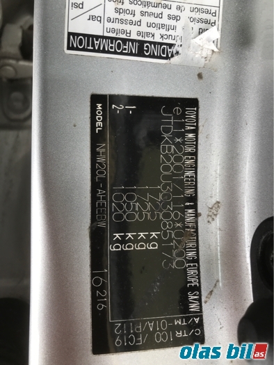 Toyota Prius 2004-2009 (Type II) (COMBI) (COMBI), Motorkode: 1NZ-FXE, Girkassekode: