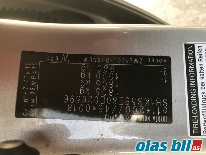 Toyota Auris 2010-2012 (Type I, Fase 2) , Motorkode: 2ZR-FXE, Girkassekode: 