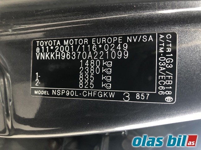 Toyota Yaris 2009-2011 (Type II, Fase 2) , Motorkode: 1NR-FE, Girkassekode: 