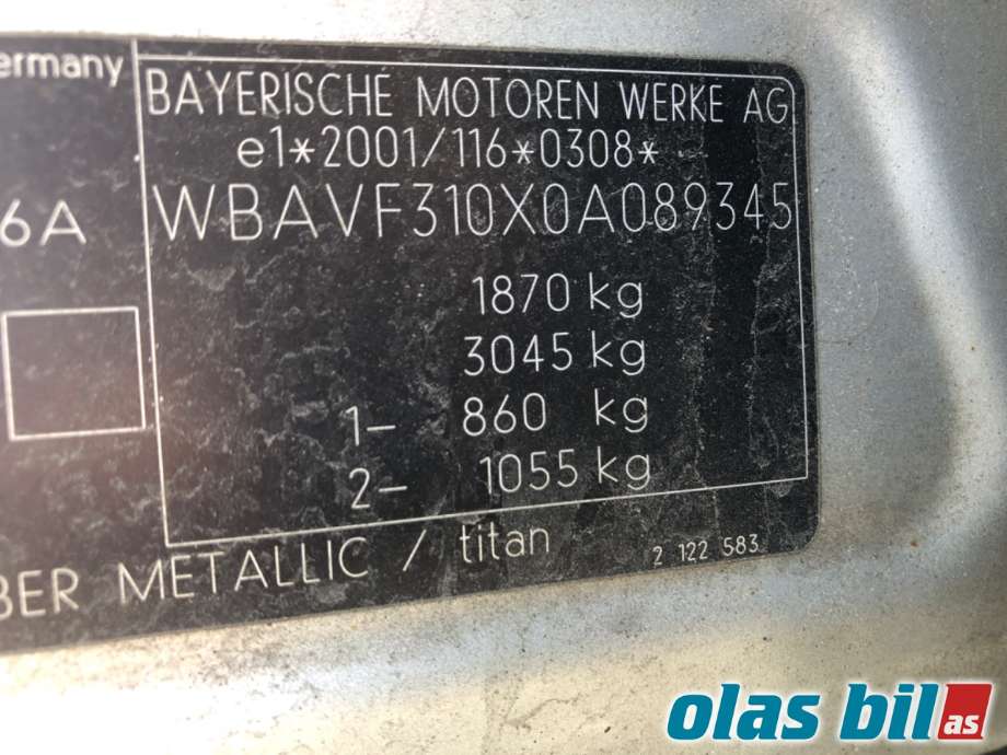 BMW 3-Serie 2005-2011 (E90/E91/E92/E93) (E90/E91/E92/E93), Motorkode: N43-B16A, Girkassekode: