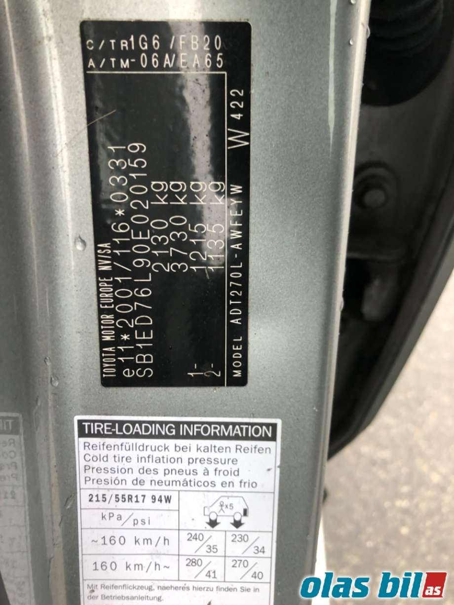 Toyota Avensis 2009-2015 (Type III, Fase 1) , Motorkode: 1AD-FTV, Girkassekode: 
