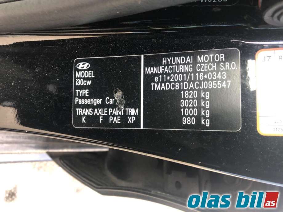 Hyundai i30 2007-2012 (Type I) , Motorkode: G4FC-L, Girkassekode: