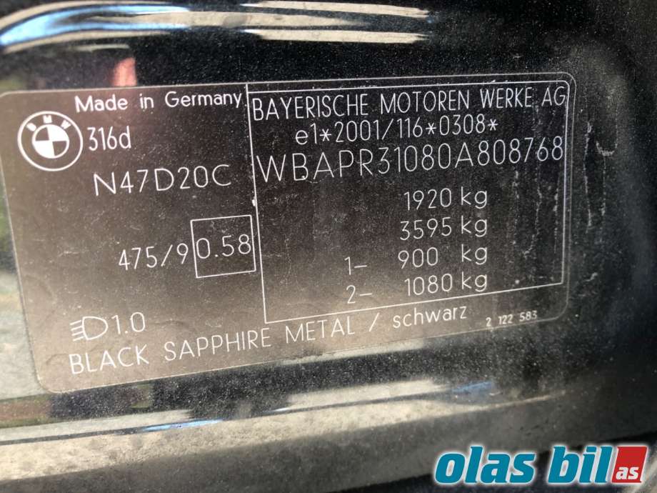 BMW 3-Serie 2005-2011 (E90/E91/E92/E93) (E90/E91/E92/E93), Motorkode: N47-D20C, Girkassekode: