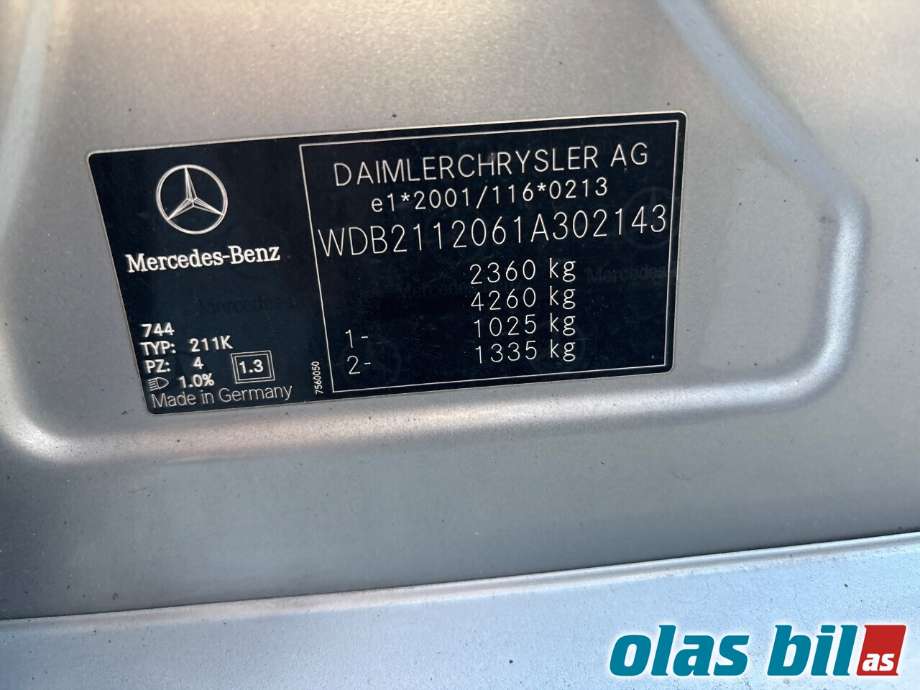 Mercedes E-Klasse 2002-2006 (Fase 1) (W211) delebil , Motorkode: OM646.961, Girkassekode: 