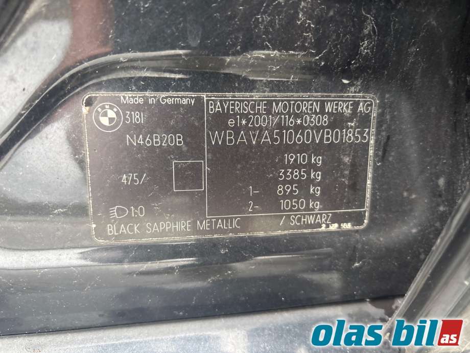 BMW 3-Serie 2005-2011 (E90/E91/E92/E93) delebil , Motorkode: N46-B20B, Girkassekode: