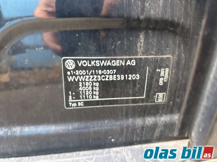 VW Passat 2011-2015 (B7) (B7), Motorkode: CFFB, Girkassekode: 