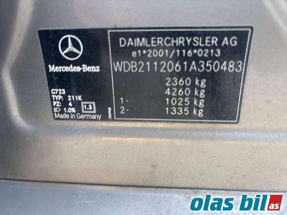 Mercedes E-Klasse 2002-2006 (Fase 1) (W211) delebil , Motorkode: OM646.961, Girkassekode: