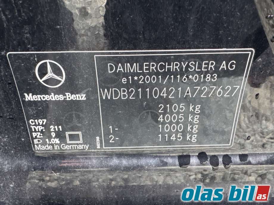 Mercedes E-Klasse 2002-2006 (Fase 1) (W211) delebil , Motorkode: M271.941, Girkassekode: 