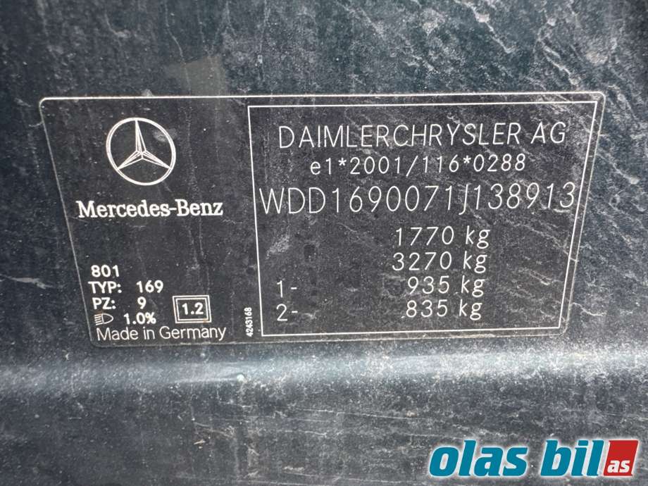 Mercedes A-Klasse 2005-2012 (W169) delebil , Motorkode: OM640.940, Girkassekode: 