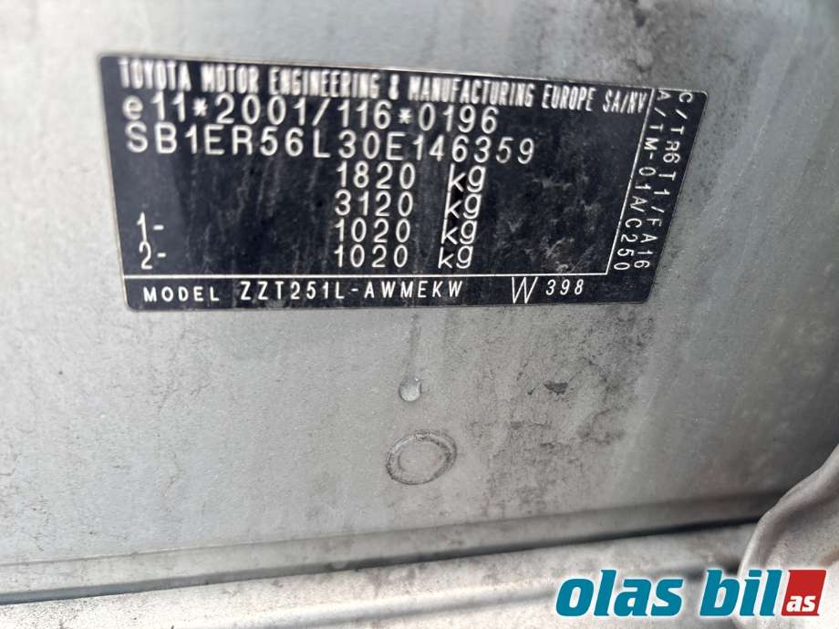 Toyota Avensis 2003-2008 (Type II) delebil , Motorkode: 1ZZ-FE, Girkassekode: 