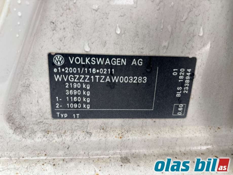 VW Touran 2007-2010 (Type I, Fase 2) , Motorkode: BLS, Girkassekode: 