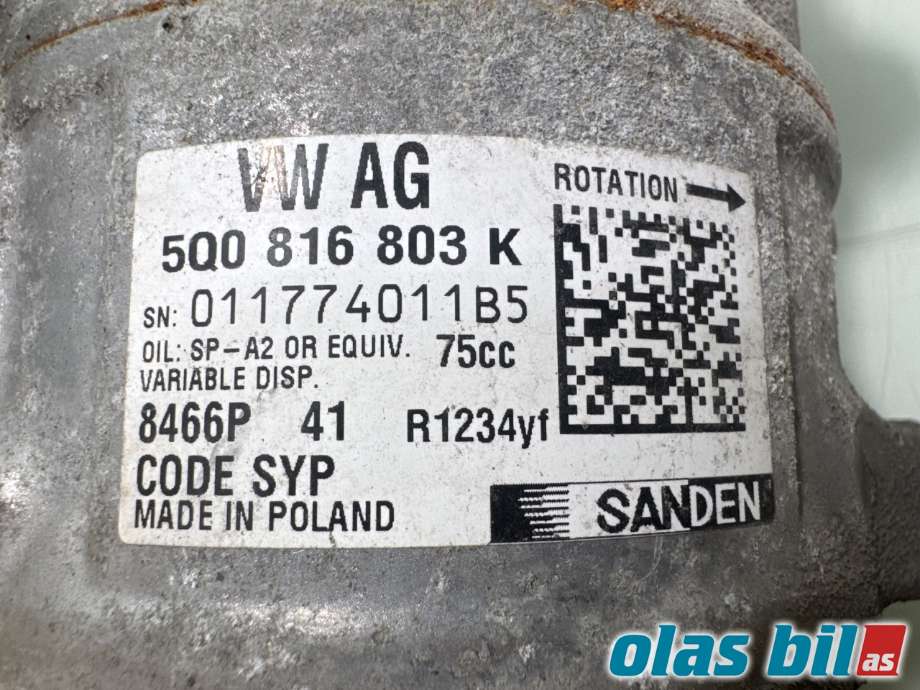Aircondition kompressor til VW Crafter 2016-->> (Type II) (VOLKSWAGEN|5Q0 816 803 K|)