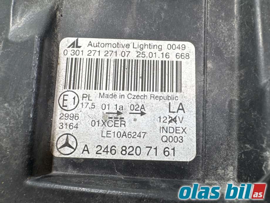 Frontlykt venstre halogen til Mercedes B-Klasse 2011-2018 (W246) (W246) (MERCEDES|A 246 820 01 39||A 246 820 71 61)