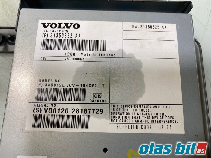 Bilstereo forsterker til Volvo S60 2010-2014 (Type II, Fase 1) (36003216||31350322)