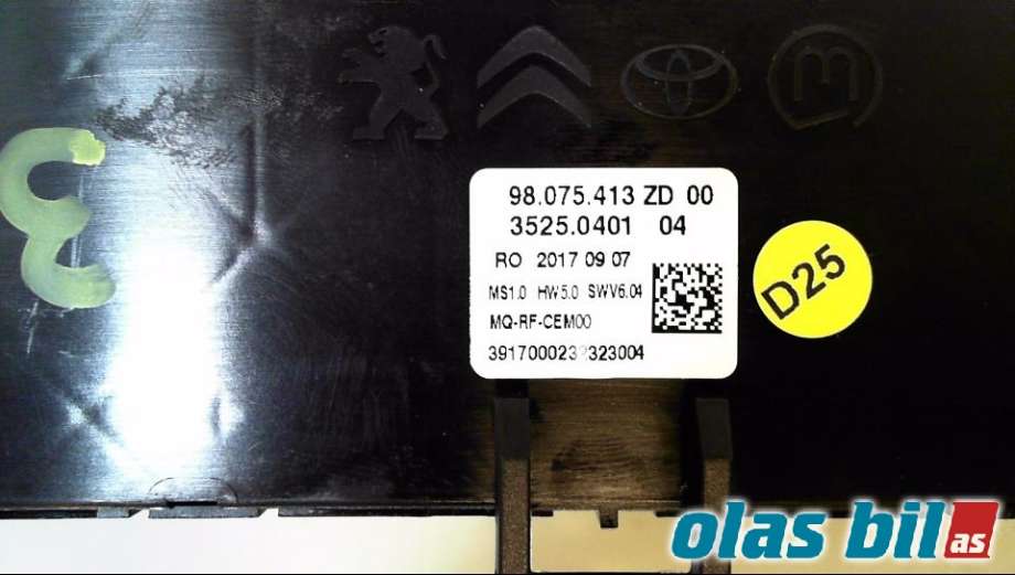 Varmeapparat betjening til Toyota Proace 2016-->> (Type II) (SU001A5052||98 075 713 ZD)