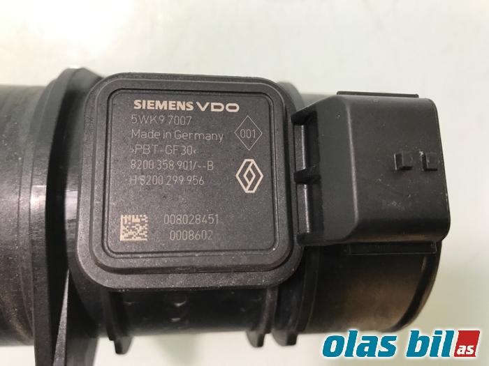 Luftmengde/luftmassemåler til Renault Laguna 2008-2010 (Type III, Fase 1) (RENAULT|8200358901||8200 358 901 B)