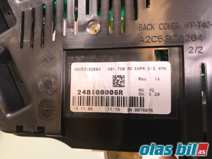 Instrumentpanel til Renault Laguna 2008-2010 (Type III, Fase 1)  (RENAULT|248100006R|)
