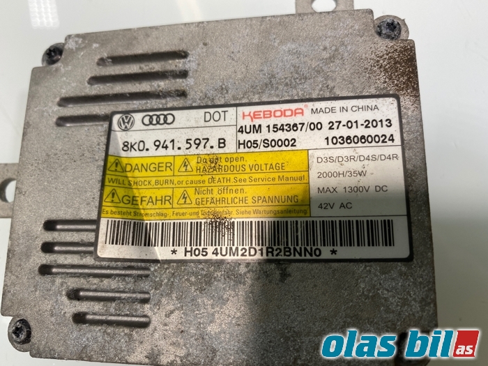 Styreenhet xenon/ballast til Audi A3 2012-2016 (Type III, Fase 1) (8K0 941 597 B|)