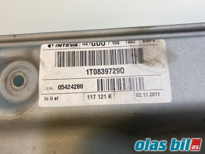 Ruteheis til VW Touran 2010-2015 (Type I, Fase 3) (1T0 839 461 P||1T0 839 729 Q)