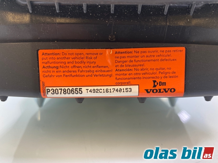 Airbag rattpute til Volvo S80 2006-2013 (Type II, Fase 1)  (30721996||30780655)