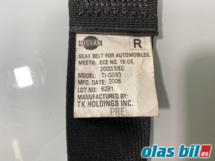 Sikkerhetsbelte foran høyre til Nissan Navara 2005-2010 (Fase 1) (D40) (D40) (86884EA20B|)