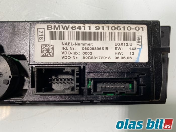 Varmeapparat betjening til BMW 1-Serie 2004-2011 (E81/E82/E87/E88) (E81/E82/E87/E88) (64 11 9 286 618||6411 9110610-01)