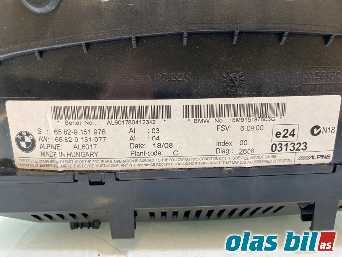 Bilstereo navigasjon til BMW 3-Serie 2005-2011 (E90/E91/E92/E93) (E90/E91/E92/E93) (65 82 9 118 721||65.82-9 151 976)