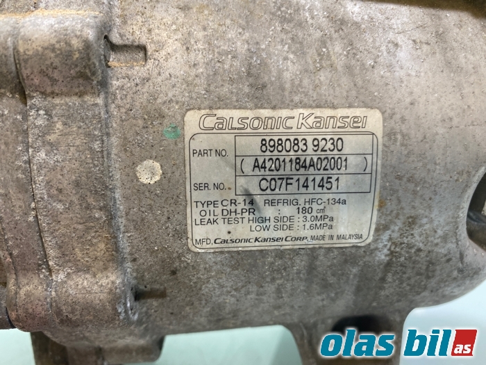 Aircondition kompressor til Isuzu D-Max 2007-2012 (Type I)  (8-98083-923-0||8980839230)
