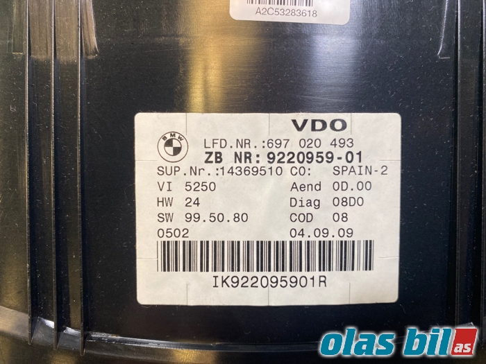 Instrumentpanel til BMW 3-Serie 2005-2011 (E90/E91/E92/E93) (E90/E91/E92/E93) (62 10 9 316 145||9220959-01)