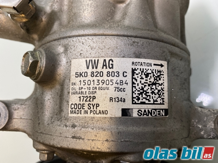 Aircondition kompressor til Škoda Yeti 2014-2017 (Fase 2) (5K0 820 803 J||5K0 820 803 C)