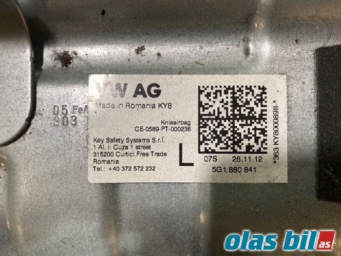 Airbag kne til VW Golf VII 2012-2017 (Fase 1)  (5G1 880 841 H||5G1 880 841)
