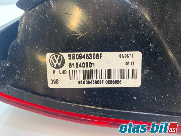 Baklykt høyre indre til VW Golf VII 2012-2017 (Fase 1)  (5G0 945 308 F|)