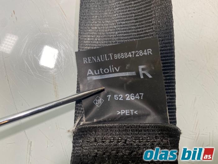 Sikkerhetsbelte foran høyre til Renault Zoe 2013-2019 (Fase 1)  (RENAULT|868847284R|)