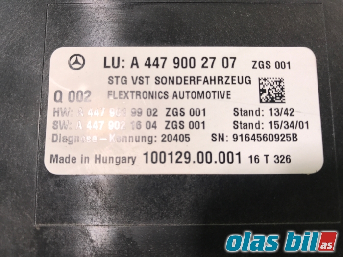 Styreenhet diverse til Mercedes Vito 2014-->> (W447) (W447) (A 447 900 27 07|)