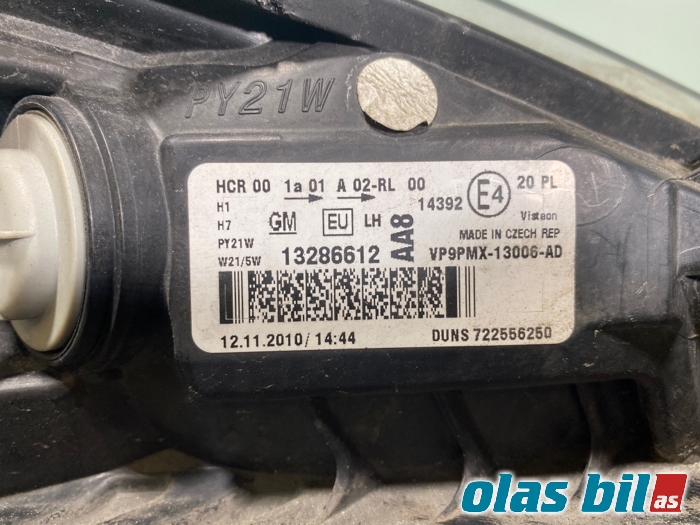 Frontlykt venstre halogen til Opel Meriva B 2010-2017 (13305777||13 286 612)