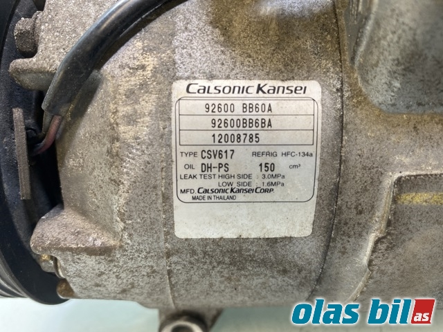 Aircondition kompressor til Nissan Qashqai 2010-2014 (Type I, Fase 2)  (NISSAN|92600BB60A||92600 BB60A)