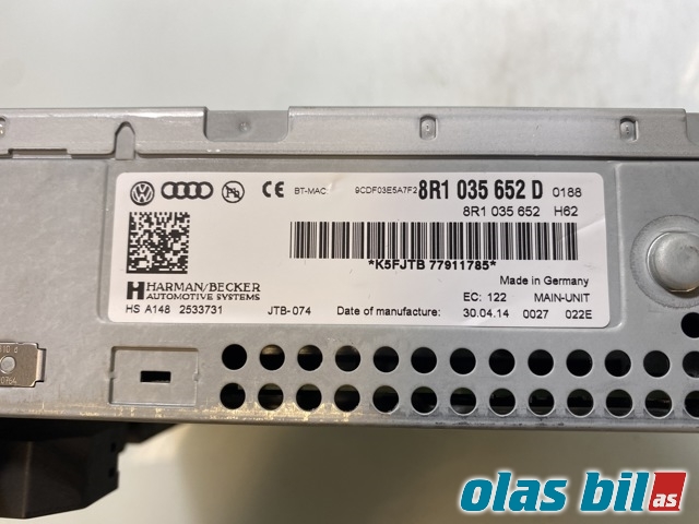 Bilstereo til Audi Q5 2012-2017 (Type I, Fase 2)  (AUDI||8R1 035 652 D)