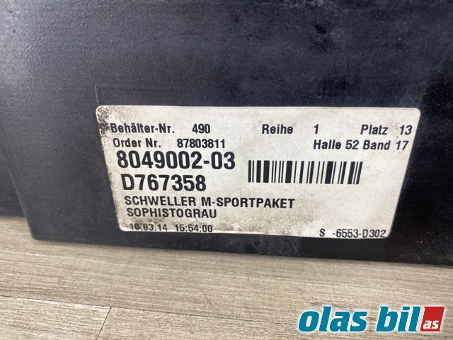 Kanalskjørt høyre til BMW 5-Serie 2010-2017 (F10/F11) (F10/F11) (BMW|51 77 8 048 686||8049002-03)