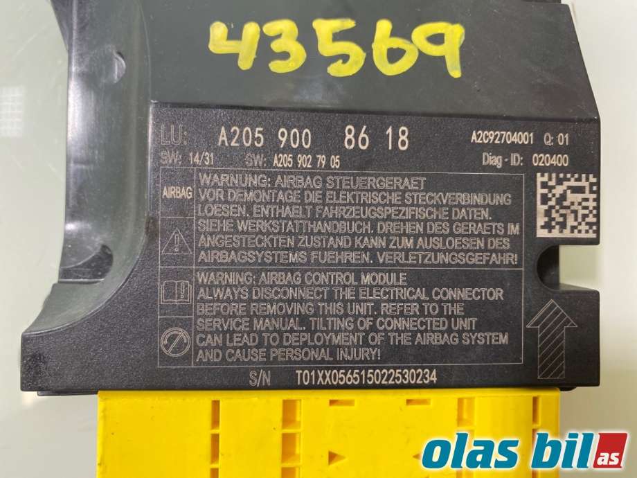 Airbag elektronikk til Mercedes C-Klasse 2014-2018 (Fase 1) (W205) (W205) (MERCEDES|A 205 900 86 18|)